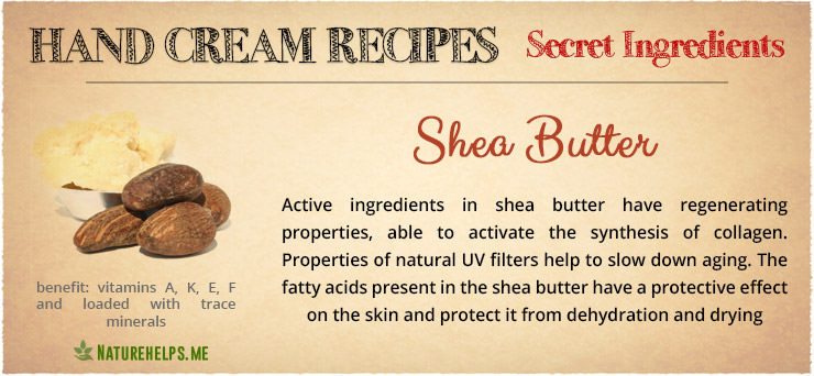 Hand Cream Recipes. Secret Ingredients. Shea butter